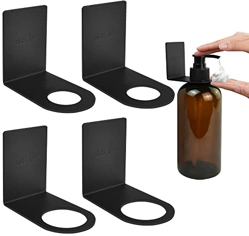 SIYINGSAERY 4 Stück Seifenspender Halter 28/33mm Seifenspender Halterung Edelstahl Wandhalterung Seifen Spender Halter Wand Shampoo Halte Kleben Seifenspende Duschgel für Küche Bad