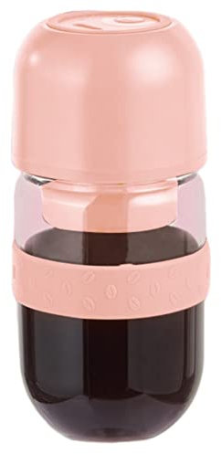 Portable Coffee Maker Travel Coffees Grinder Electric Coffee Percolator Automatic Glass Steel for Camping Office Travel (Pink plastic cup body)