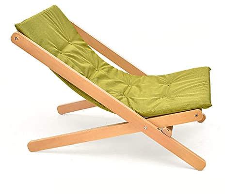 Klappbarer Strandstuhl aus Stoff, Holz, Strandsessel, klappbar, verstellbar, für den Außenbereich, Sonnenliege, faltbar, Liegestuhl, Liegestuhl, Gartenstuhl, verstellbar, Strandliege (Farbe: Grün