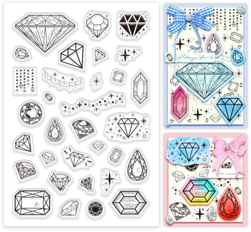 PH PandaHall Diamant Klarstempel Zum Basteln Edelstein Silikonstempel Transparente Siegelstempel Für Thanksgiving Weihnachtskarten Und DIY Scrapbooking Tagebuch