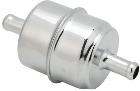 Benzinfilter Kraftstofffilter 3/8 Zoll High-Flow Inline-Schlauch 9746 Chrom Universal Metall-Auto-Kraftstofffilter