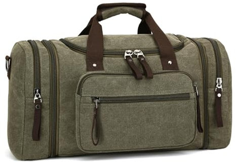 Guangcailun Herren Handtasche mit großem Fassungsvermögen für Wochenendausflüge, großes Fassungsvermögen, Gepäck, Reise Seesäcke, Segeltuch Sporttasche, Armeegrün