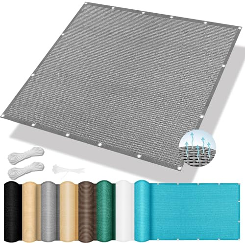 Tenda a Vela Ombreggiante Rettangolare 140 x 800 cm, Antivento/98% Protezione Uv, Sabbia, Telone Oscurante Antivento, Solare Vela Ombreggiante, per Balcone, Terrazza, Grigio Chiaro