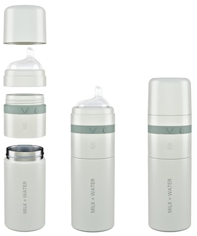 MILK & WATER All in One Baby Bottle & Baby Formula Dispenser On The Go, 9oz - Keeps Water Warm & Formula Fresh - Baby Formula Mixing Bottle with Anti Colic Nipple - Leak-Proof - 6+ Months (Green)