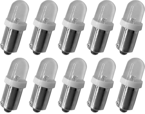 cyclingcolors 10x Bombilla 12V 4W BA9S LED lampara luz luces posicion interior matricula bombillas coche, blanco