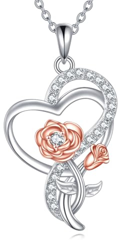 DAYLINLOVE Tulpe Sonnenblumen Kette 925 Sterling Silber Herz Tulpe Sonnenblumen Anhänger Halskette Tulpe Sonnenblumen Schmuck Geschenke für Damen Frauen Mädchen Mutter Blume Liebhaber