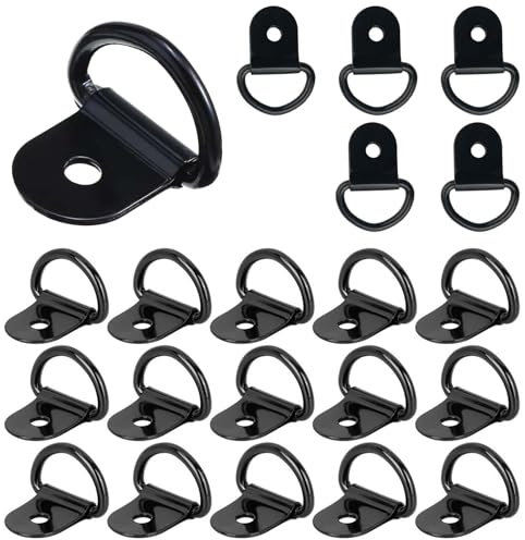 ZYEKIU 20 Pezzi Anello Ancoraggio Anello di fissaggio Inox D moschettone, Ganci Ad Anello Robusto Anelli di Fissaggio Ganci per Furgoni Auto Camion Barche Rimorchi Anello (Nero)