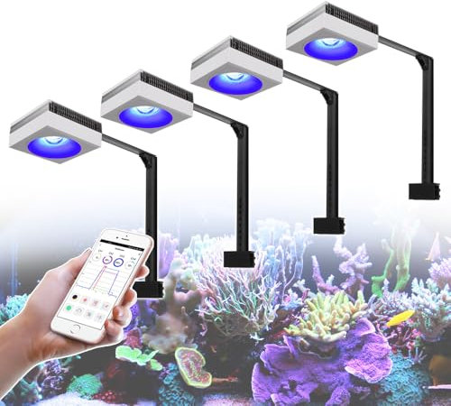 PopBloom RL90 LED Aquarium LED Beleuchtung, Vollspektrum Aquarium Lampe, Salzwasser Licht für Korallen, Riffe, 180-240cm Meerwasser Aquariums (Für 180x60cm Meerwasseraquarium)
