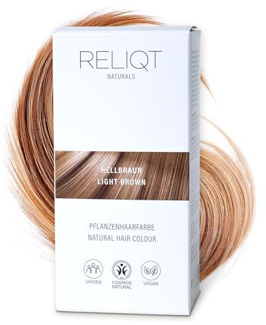 RELIQT Naturals – Pflanzenhaarfarbe Pulver Hellbraun 100% natürlich & permanent 100 g – Haarfarbe für gründliche Grauhaarabdeckung & gesunden Glanz – Naturkosmetik Haarfärbemittel zusatzstofffrei