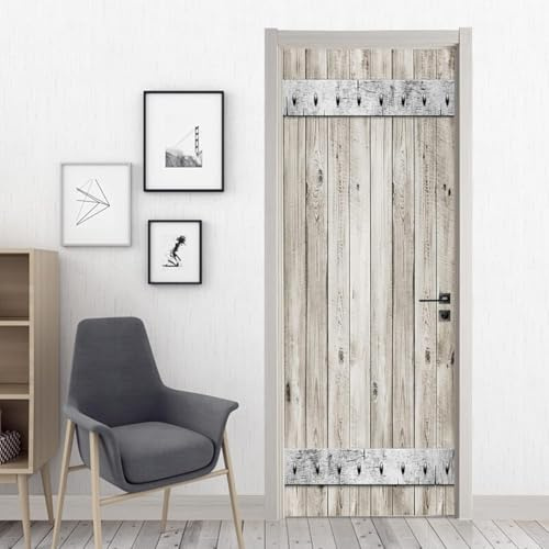Türtapete Selbstklebend 100x200 cm Vintage Holz Türaufkleber 3D Braun Türposter Türfolie Poster Tapete PVC Wasserfest für Schlafzimmer Wohnzimmer Tür A-110