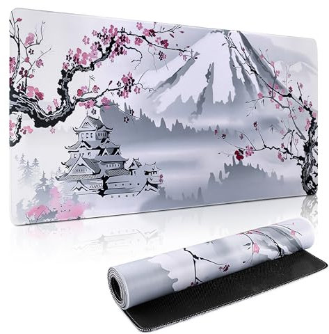 Yimomoyi Tappetino Mouse XXL, 900x400x3mm Tappetino Gaming, Mouse Pad con Base in Gomma Antiscivolo, Impermeabile Mousepad, Tappetino Scrivania Grande con Bordi Cuciti (D)