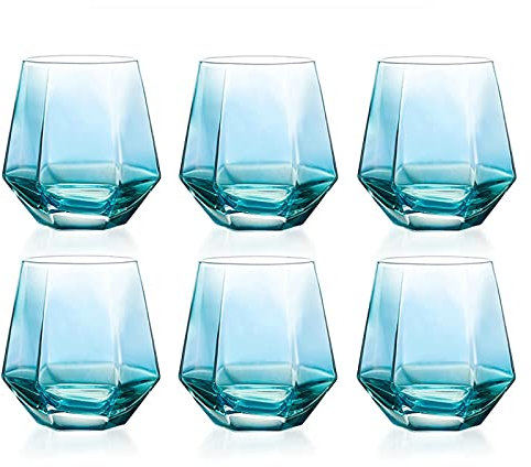VDLLQYN, Personalised Pint Glass,Drinking Glass Glass Cup 6 Pieces of 10oz Lead-Free Glass Water Cups Craft Romantic Water Cup Glassware,Beer Mugs(Blue)