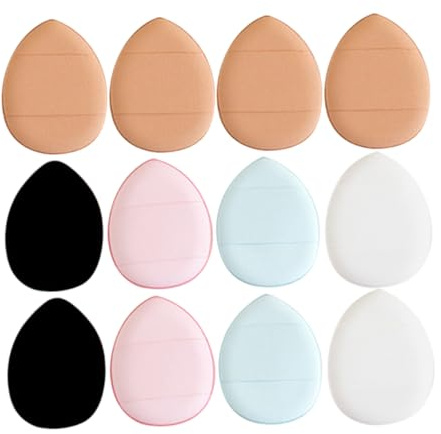 Healeved 12 Stück Kleiner Fingerpuderquasten Dreieckiger Make up Schwamm Polyurethan Kompakt Makeup Puderquaste Für Loses Puder Und Foundation Gesichtspuder