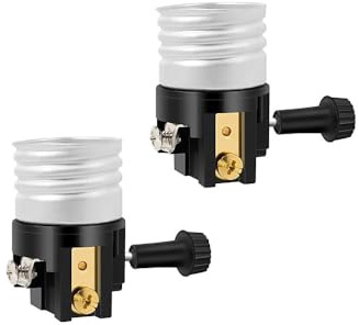2 Pack UL Listed E26 Light Socket Lamp Parts, Lamp Socket Replacement with ON/Off Switch Knob - Lamp Parts Repair for Table & Floor Lamps