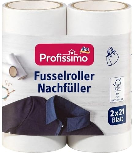 Fusselroller mit 21 Blättern, 3,7 Meter Länge, Ideal für Tierhaare und Staub (Nachfüllpack)