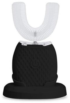 Quixpszto Cepillo de Dientes eléctrico ultrasónico de Silicona en Forma de U - Blanqueamiento Dental de 360°, Resistente al Agua IPX7, Carga inalámbrica, Limpieza automática con luz Azul fría.(Nero)