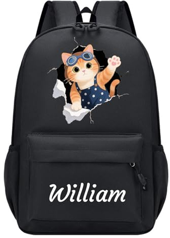 Genérico Mochila Infantil Personalizada con Nombre y Diseño, Mochila Escolar para Colegio, Mochila Bebe para Niñas/Niños de Guardería y Primaria 36cmx26cm​ (Negro)