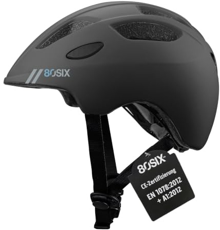 80SIX Fahrradhelm Skaterhelm - Ultraleicht Stadthelm Zertifiziert (CE EN 1078) - Unisex(Kinder/Erwachsene) für BMX, Scooter, Skateboard, Roller, Schwarz matt, XS/S