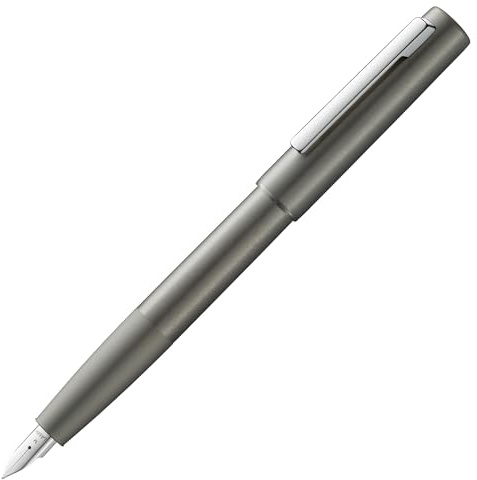 Lamy aion graphite Füller – moderner Füllhalter im eloxierten, leichten & nahtlosen Aluminium-Gehäuse – mit Edelstahl-Clip & Stahlfeder in Strichbreite M – inkl. Tintenpatrone T 10 blau