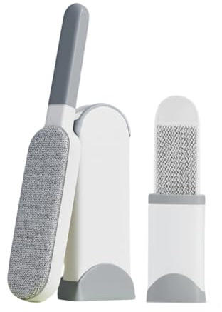 GreatRise Lot de 2 brosses à peluches réutilisables - Brosse à peluches double face - Brosse à vêtements - Épilateur portable pour enlever les poils d'animaux des meubles et vêtements - Gris