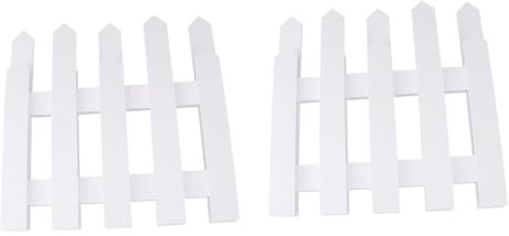 Mipcase Set 2 Pezzi Recinzione da Giardino in Legno Massello Bianco 1,2 M, Ringhiera Decorativa per Prato, Albero di Natale e Feste, Ornamento Pastorale per Interni ed Esterni