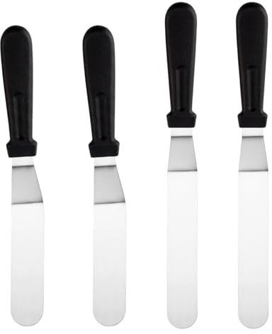 Palette Knife Cake Spatula 4‑Pack, 6 & 8 Inch Baking Utensils | Durable Palette Knife Cake Spatula 4‑Piece Angled Frosting Tool For Household Cake Decoration And Pastry Baking