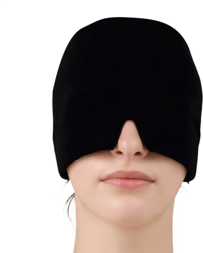 Gorro Frío para Migrañas, Mascarilla Refrescante con Gel Envolvente de 360° para Aliviar Migrañas, Diseño Ergonómico y sin Olor, Adecuado para Uso Doméstico y Diario, Reutilizable