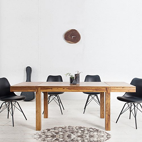 cagü Esstisch SATNA Sheesham massiv Holz 120-160-200cm verlängerbar mit 2 Ansteckplatten