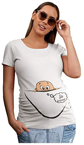fashwork Maglietta Premaman STO arrivando - Bimbo Che esce dalla Zip - Idea Regalo
