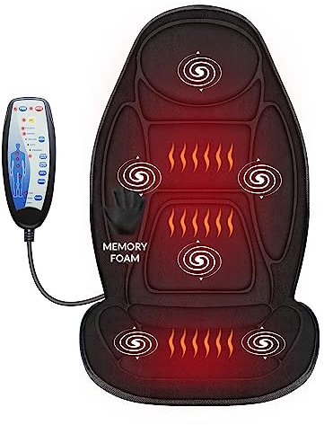 Snailax Back Massager with Heat, Memory Foam Chair Massage Pad, 5 Massage Modes & 2 Heat Settings, Seat Massager for Office Chair,Home Use