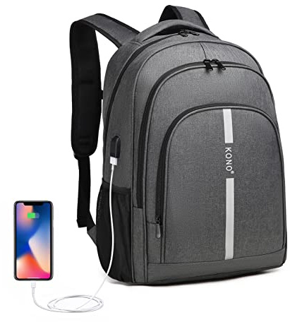 Kono Zaino da Viaggio per Laptop con Porta di Ricarica USB, Borsa da Lavoro Leggera Daypack Casual per Uomini e Donne, Adatto a Laptop da 15 Pollici