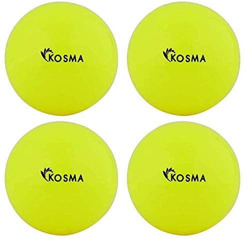 Kosma uppsättning med 4 släta hockeybollar | Utomhussporter PVC träning träningsboll (gul)