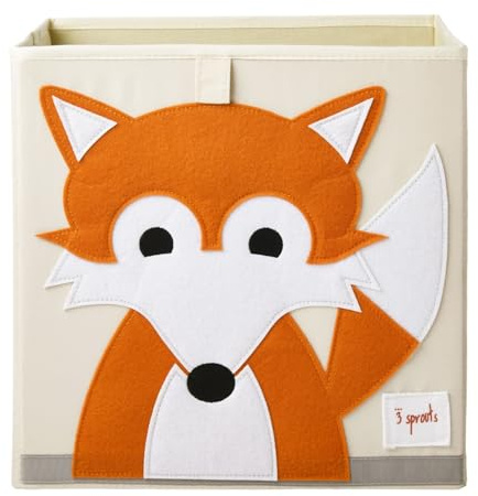 3 Sprouts, Aufbewahrungsbox Kinder mit Deckel, Spielzeugbox für Kallax Regale, Box zur Spielzeugaufbewahrung, Kinder Aufbewahrungsbox Kinderzimmer, Aufbewahrungsboxen für Spielzeug - Fuchs