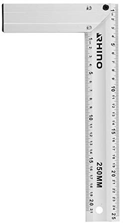 Rhino 46322 Equerre Charpentier 250 mm mensuisier 250 mm - Equerre de traçage Longueur 250 mm Vie - Fabriqué en Aluminium - Haute qualité - Garantie 5 Ans