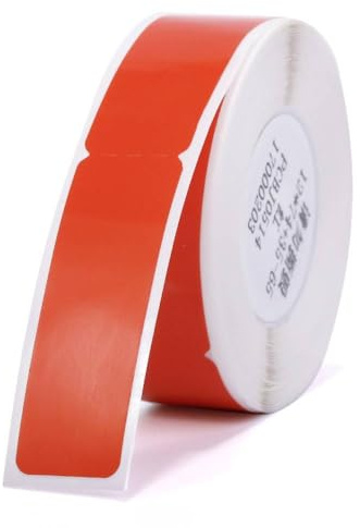 NIIMBOT Kabel Etikett (0,49 x 4,29) Drucker-Aufkleber Papier mit Selbstklebend für D11 Label Maker, 1 Rolle à 65 Stück (Rot)