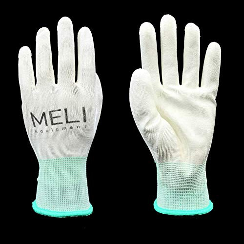 Meli Equipment 12 Paar Arbeitshandschuhe Weiß Montagehandschuhe Schutzhandschuhe Gartenhandschuhe Nylon PU Beschichtet TÜV geprüft (XXL / 11)
