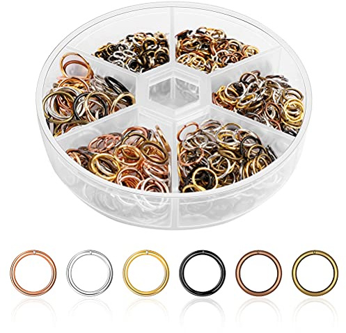 970 PCS Open Jump Rings, 6 Mixing Colors Stainless Steel Open Rings Mixed Size Round Ring Connectors with Plastic Box Can Be Used for Jewelry Making Accessory,4/5/6/7/8/10mm | Mixed Sizes For Jewellery Making, Durable Stainless Steel, Easy-Open Design, Storage Box Included