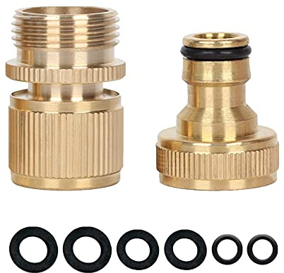 YAAVAAW Connecteur de robinet de jardin en laiton – 1.9 cm filetage femelle et adaptateur de connecteur rapide mâle, accessoires d'irrigation de jardin, raccords de tuyau de lavage de voiture