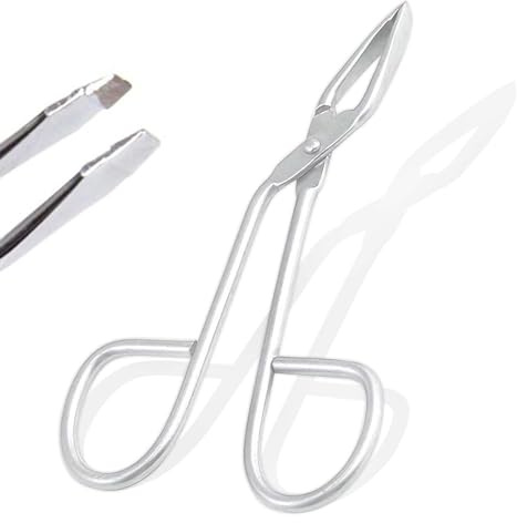 AAProTools Stainless Steel Professional (Eyebrow) Tweezers with Scissor Handle Slanted Tip Personal Daily Beauty Care Tools Trimming Nose Hair Plucker Clip Nipper