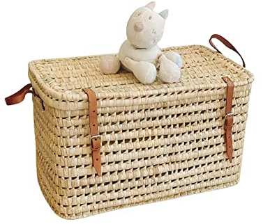 Caisse de rangement en osier, Malle en osier 60 cm, Malle à jouet, Coffre de rangement osier