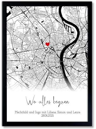 Mountiki® Jede Stadt jeder Ort Bild | Stadtkarte Landkarte | Einweihungsgeschenk | Individuelles Paargeschenk | zur Einweihung oder Firmengründung