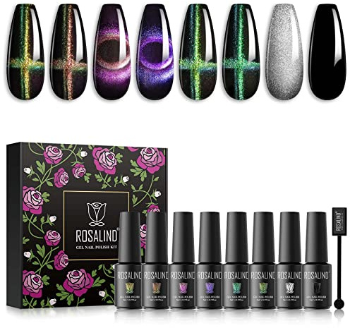 ROSALIND UV Nagellack Cat Eye Gel 8Pcs Gelnägel Set