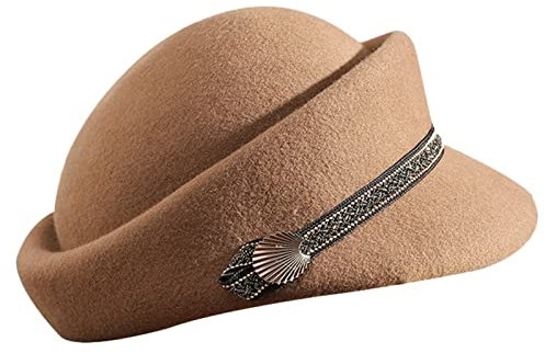 ZMNKH Glockenhut Vintage 100% Wolle Wintermütze Damen Winter Filzmütze Warm Wollmütze Elegant Winterhut Filz Damenmütze