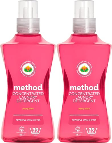 Method Concentrated Laundry Detergent, Washing Liquid Fresh Peony Blush Scent, 2 x 39 Washes,​ 2 x 1.56L