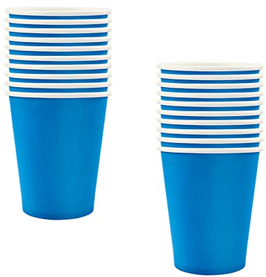 ATBEAMEN 16PCS Blue Paper Cups,Disposable Paper Cup Solid 9oz Paper Cups Tableware Birthday Decorations Party Cups Party Drinking Cups for BBQs,Christmas,Picnic,Baby Shower,Party Cups Supplies