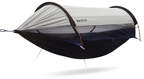 DESHVA Multifunktionale Camping-Hängematte mit Sonnenschutz und Belüftungsnetz, Sonnenschutz und wasserdicht, belastbar bis 440 IB, Wandern, Camping, Strand im Hinterhof, 270 x 140 cm,Grey