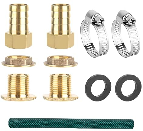 Regentonnen Verbindungsset 3/4 Zoll, Regentonnenverbindung mit Messing Zubehör, IBC Tankverbindung Für 2 Regentonnen 50cm Verbindungsschlauch(Schlauch 19 mm Innen)