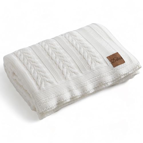Dalisa 100% Austrian Eucalyptus Lyocell Tencel™ Premium Boho Vintage Knit Throw Blanket - Kuschelig, klobig & gemütlich gestrickt für Kuschel-Lounging Mathilda (Natur, 150 x 200 cm)