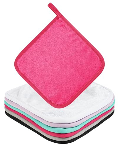 URAQT 6 Stück Abschminktuch aus Mikrofaser, 20 x 20 cm Wiederverwendbar Mikrofaser Gesichtsreinigungstuch, Make-up-Entferner-Tücher, Wiederverwendbar, Für Daily Travel Cosmetic(Mehrfarbig)