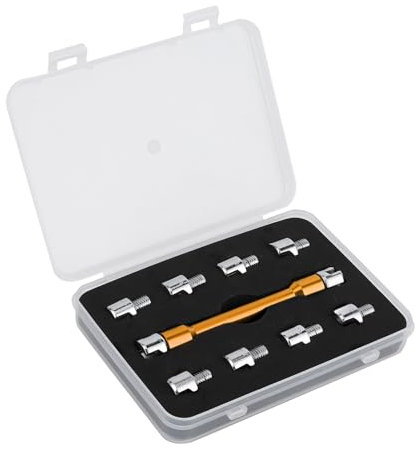 Cerlingwee Motorrad-Speichenschlüssel-Set, Kaliber 5,0 Bis 6,8 Mm, Dirtbike-CNC-Schraubenschlüssel-Set mit Aufbewahrungsbox, Länge 9,4 Cm, Motorrad-Speicheneinsteller, Reifendrahtschlüssel